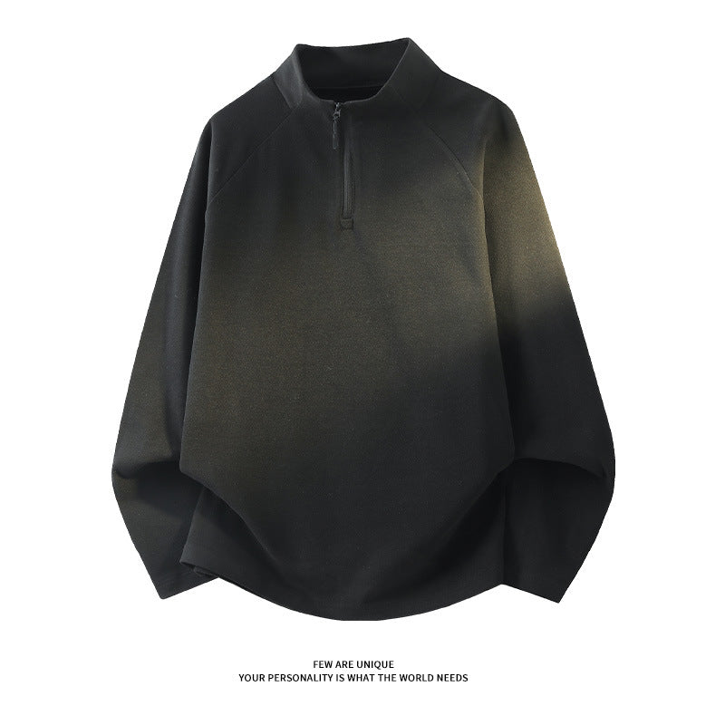 Unisex Oversize-Mockneck-Halbzip-Sweatshirt aus Mikrofleece mit abgerundetem Saum Nord Taschen