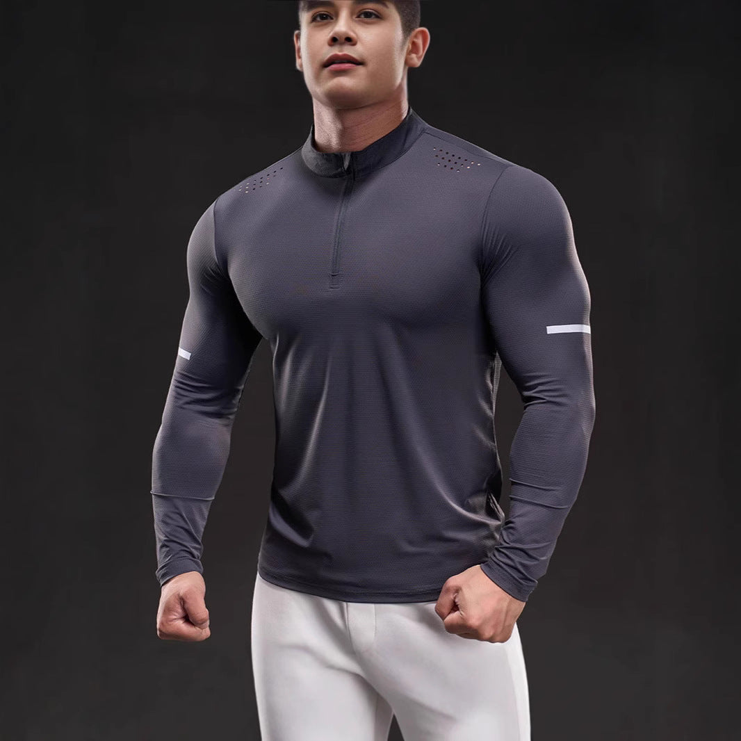 Herren Kompressions-Trainingsshirt mit kurzem Reißverschluss und atmungsaktiver Mesh‑Struktur Nord Taschen