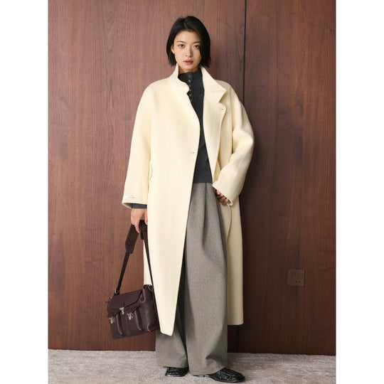 Damen Oversize Wollmix-Mantel mit asymmetrischem Stehkragen Nord Taschen