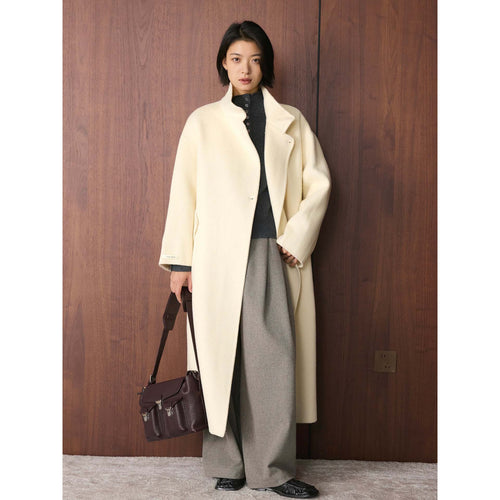 Damen Oversize Wollmix-Mantel mit asymmetrischem Stehkragen Nord Taschen