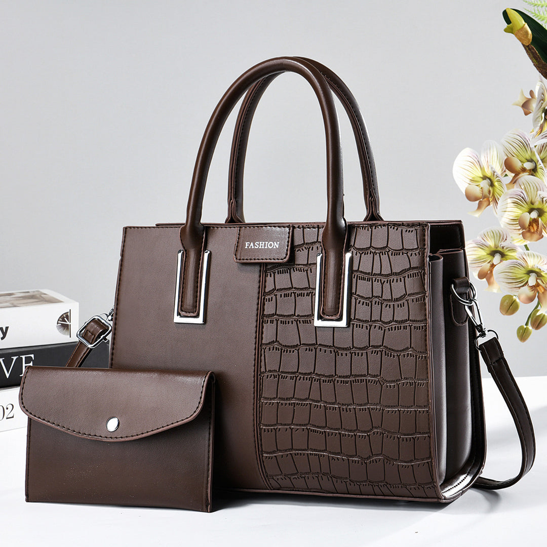Damen elegante Handtasche im Krokodil-Look mit abnehmbarer Mini-Clutch Nord Taschen