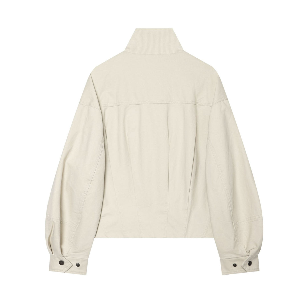 Damen Kurzblousonjacke im Oversize‑Look mit hohem Rippkragen, Tunnelzugtaillierung und Ballonärmeln Nord Taschen