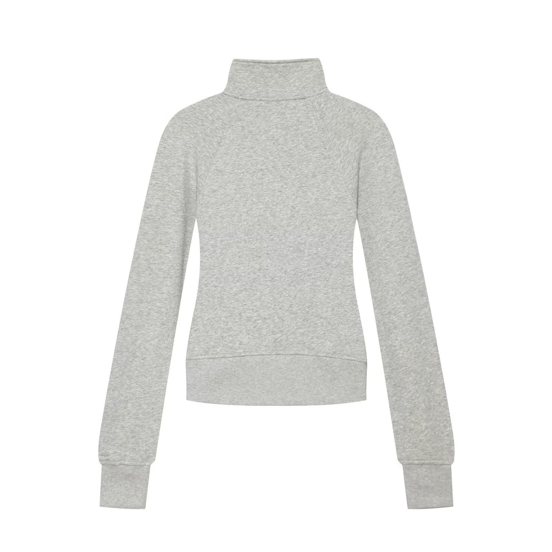 Damen Slim‑Fit Sweatjacke mit Stehkragen und Zwei‑Wege‑Reißverschluss Nord Taschen