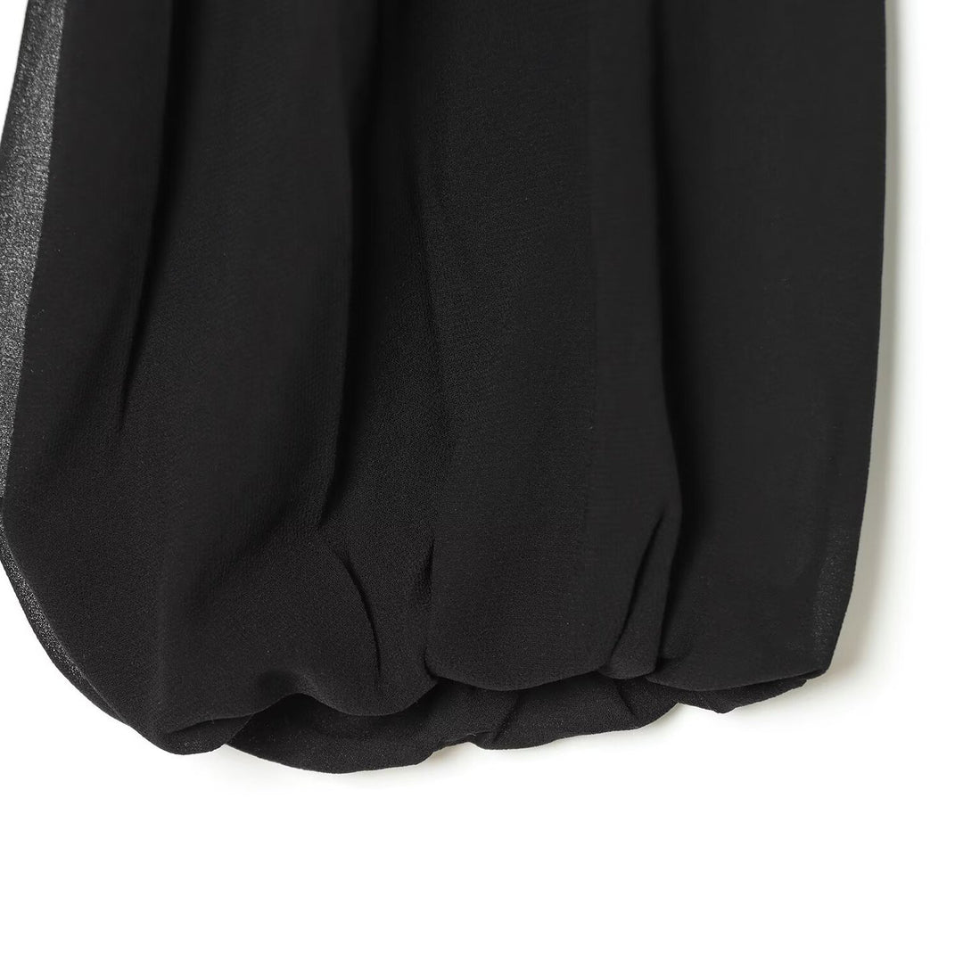 Damen Plissierte Bluse mit Stehkragen und Ballonärmeln Nord Taschen