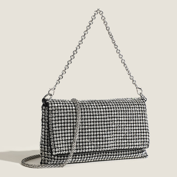 Damen Clutch mit funkelndem Strass und eleganter Kettenverzierung Nord Taschen