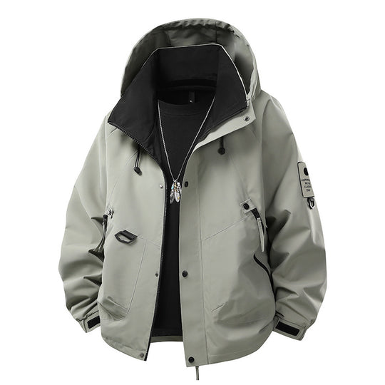 Herren Wasserabweisende Kapuzen‑Utility‑Jacke mit Multitaschen, Kordelzug und Reißverschluss Nord Taschen