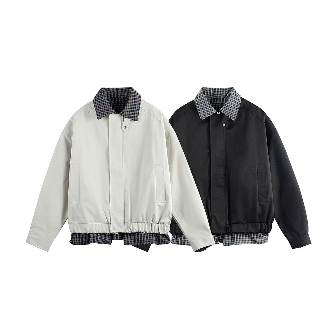 Herren Layered-Optik Blousonjacke mit Karokragen und verstellbarem Saum Nord Taschen