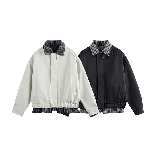 Herren Layered-Optik Blousonjacke mit Karokragen und verstellbarem Saum Nord Taschen