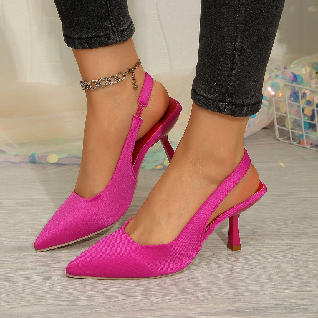 Damen elegante Sling-Pumps mit schmalem Riemen und hochglänzendem Finish