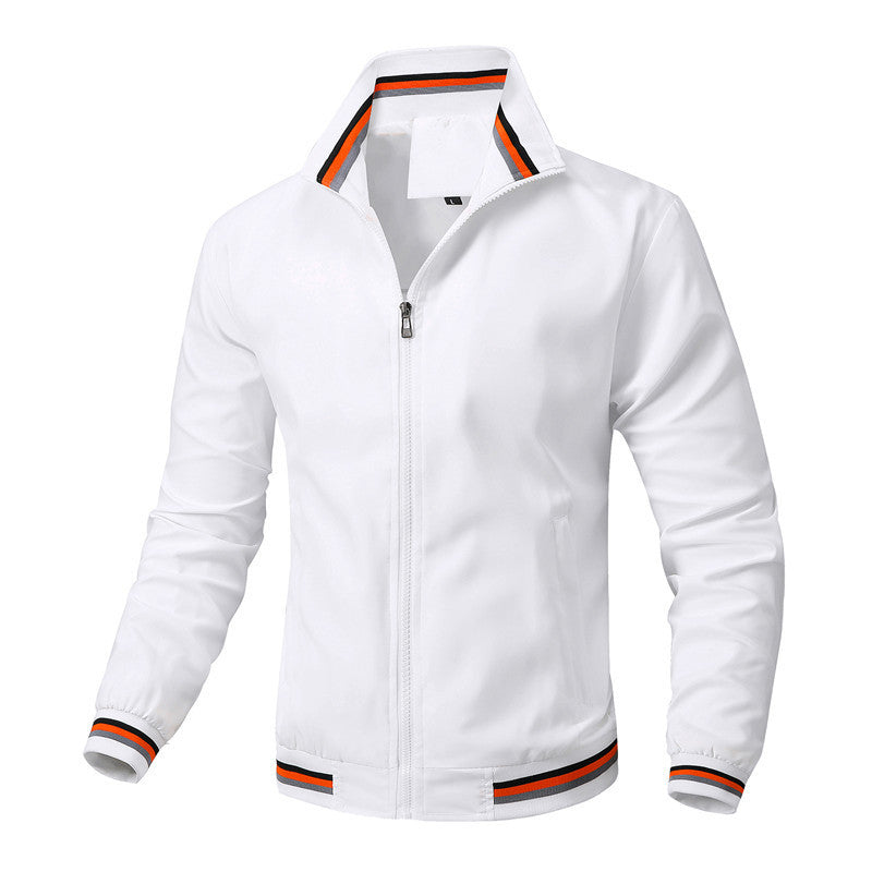 Herren Sportlich-leichte College-Bomberjacke mit geripptem Kragen und Streifen-Details Nord Taschen