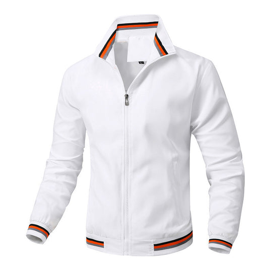 Herren Sportlich-leichte College-Bomberjacke mit geripptem Kragen und Streifen-Details Nord Taschen