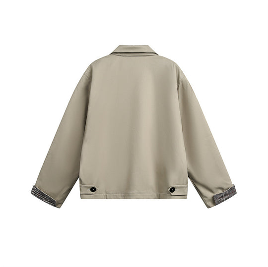 Unisex Kurz geschnittene Boxy-Blousonjacke mit karierter Innenfütterung und Brustzippertasche Nord Taschen