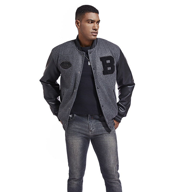 Herren Collegejacke aus Wollmix mit verstärkten Lederärmeln Nord Taschen
