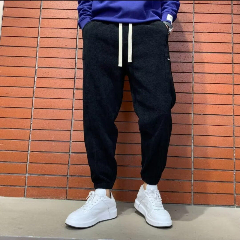 Herren Lockere Cord-Jogginghose mit elastischem Bund und Kordelzug Nord Taschen