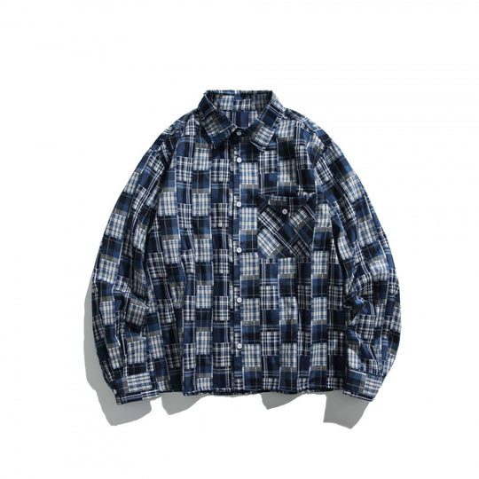 Unisex Kariertes Overshirt im Boxy‑Cut mit Brusttasche und Hemdkragen Nord Taschen