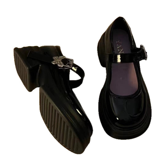 Damen Modische Plateau-Pumps mit verstellbarem Riemen und stabiler Sohle