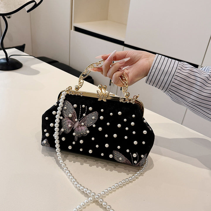 Damen exquisite Clutch-Tasche mit Perlenschmuck und aufwendiger Stickerei Nord Taschen