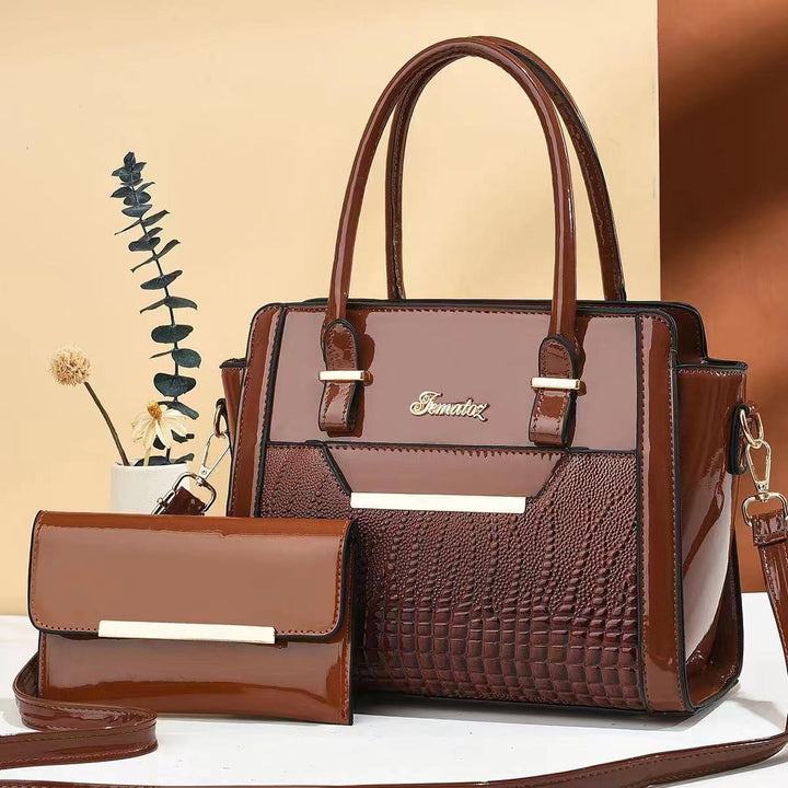 Damen modische Handtasche mit strukturiertem Gewebe und abnehmbarer Clutch Nord Taschen