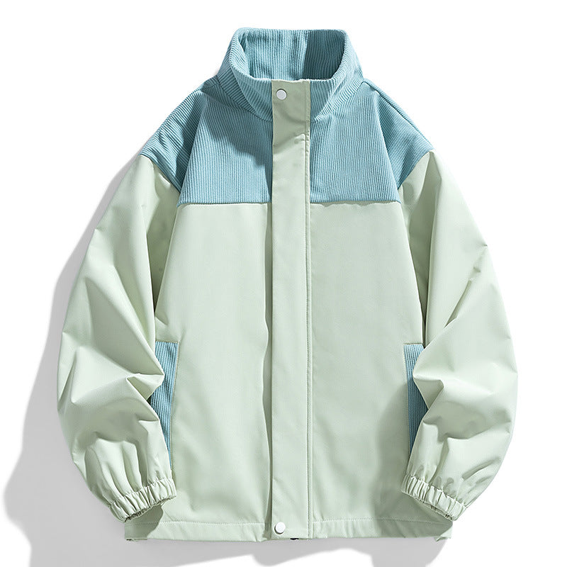 Damen Oversize-Übergangsjacke mit Cordbesatz und Stehkragen Nord Taschen