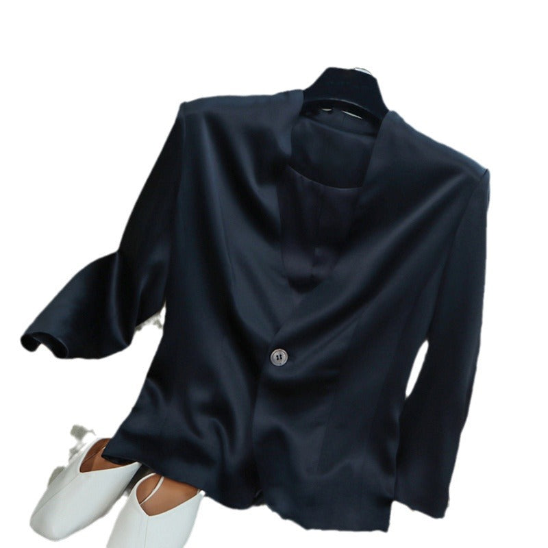 Damen Leichter taillierter Ein‑Knopf‑Blazer aus fließender Satin‑Optik Nord Taschen