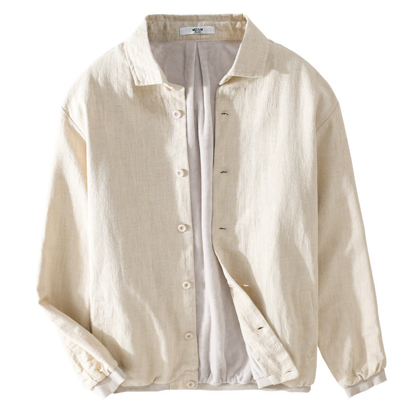 Herren Gefütterte Overshirt-Jacke aus Leinen-Mix Nord Taschen