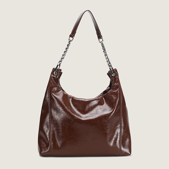 Damen Hobo-Tasche aus glänzendem Kunstleder mit luxuriösen Kettenakzenten Nord Taschen