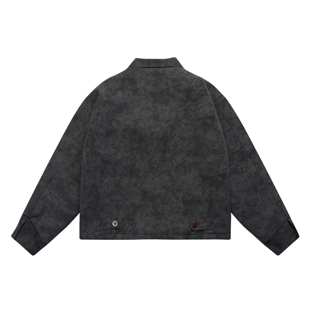 Herren Kurz geschnittener Suede‑Optik Blouson mit aufgesetzten Klappentaschen und Hemdkragen Nord Taschen
