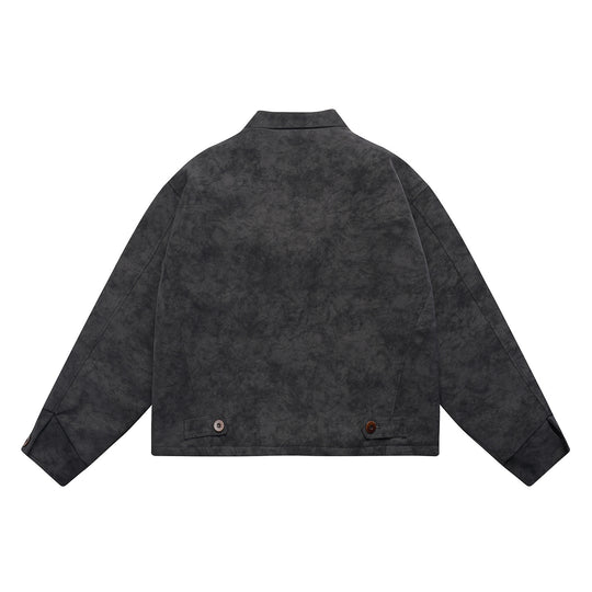 Herren Kurz geschnittener Suede‑Optik Blouson mit aufgesetzten Klappentaschen und Hemdkragen Nord Taschen