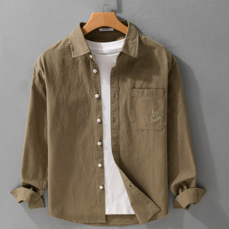 Herren Feines Cord-Überhemd im Overshirt-Stil mit Kentkragen und aufgesetzter Brusttasche Nord Taschen