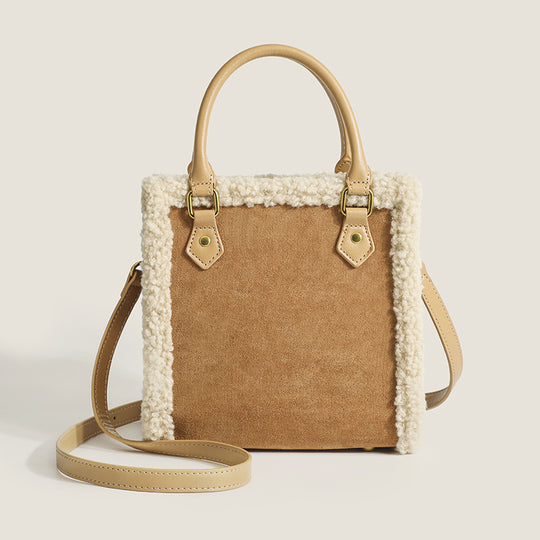 Damen Handtasche mit luxuriösem Kunstfell und praktischem Schulterriemen Nord Taschen