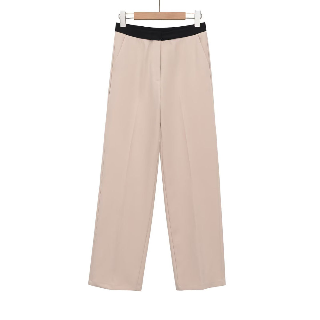 Damen Weite Palazzo-Hose mit elastischem Kontrastbund und Bügelfalten Nord Taschen