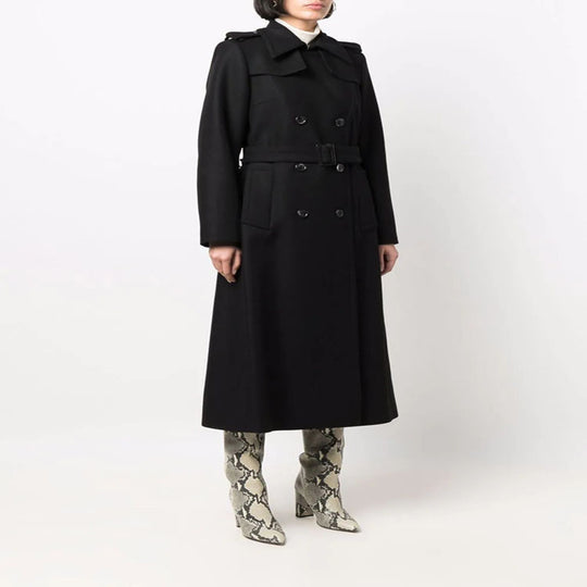 Damen Gehrock-Mantel im Trenchcoat-Stil mit betonter Taille und Schulterriegel Nord Taschen