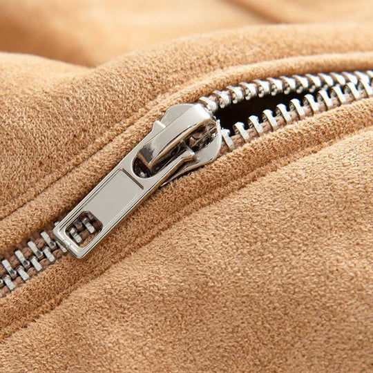 Damen Kurzjacke aus Velourslederoptik mit Reißverschluss und elastischem Saum Nord Taschen