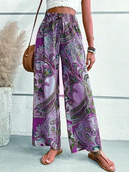 Damen Palazzo-Hose mit weitem Bein und Paisleymuster