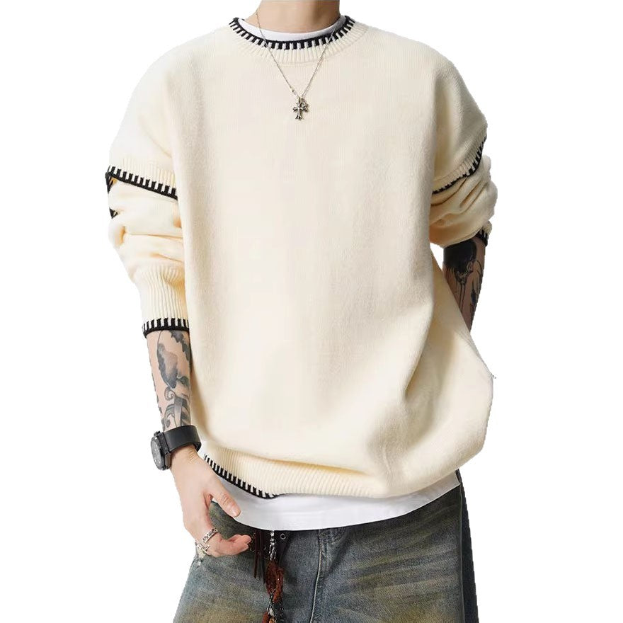 Herren Grobstrickpullover mit Kontrastnähten Nord Taschen