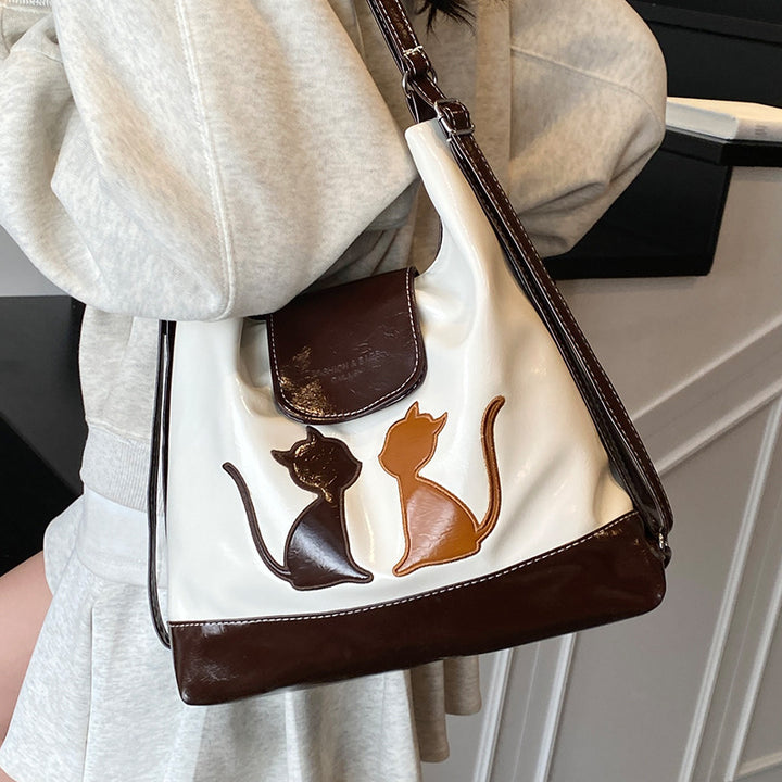 Damen Designer Umhängetasche mit verspieltem Katzenmotiv Nord Taschen