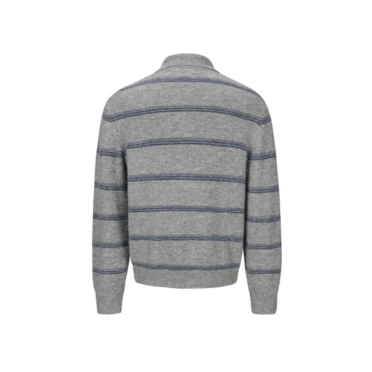 Herren Grobgestrickter Polokragenpullover mit Halbdruckknopfblende und Streifenstruktur Nord Taschen