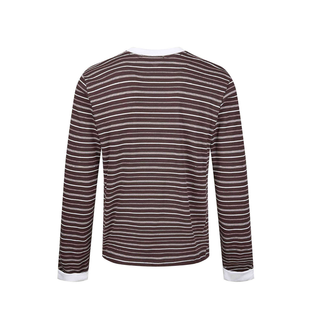 Herren Gestreiftes Langarmshirt aus Baumwollmix mit geripptem Rundhals Nord Taschen