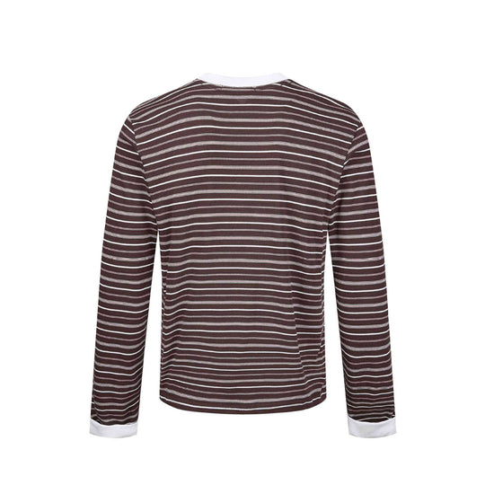 Herren Gestreiftes Langarmshirt aus Baumwollmix mit geripptem Rundhals Nord Taschen