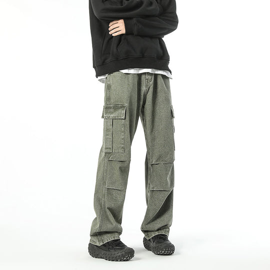Herren Gerade Cargohose aus schwerem Baumwoll‑Twill mit Kniefalten und großen Klappentaschen Nord Taschen