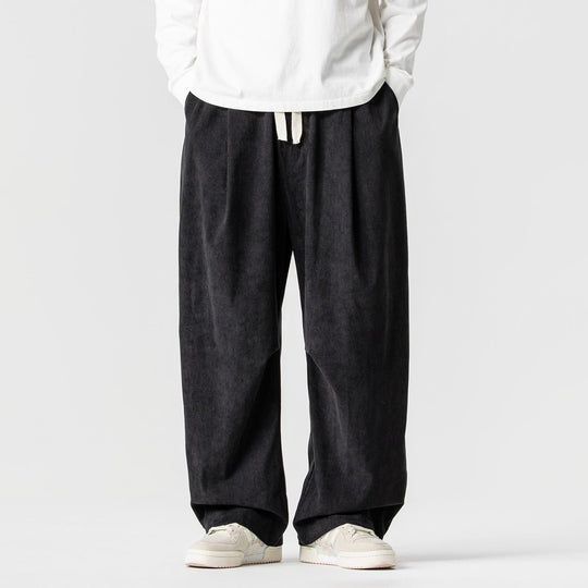 Herren Weit geschnittene Cordhose mit Bundfalten, Tunnelzug und lässiger Baggy‑Silhouette Nord Taschen