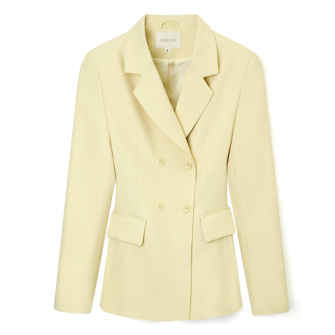 Damen Doppelreihiger taillierter Business‑Blazer mit Pattentaschen und fallendem Revers Nord Taschen