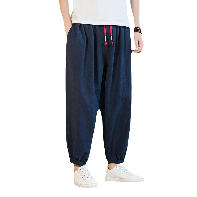 Herren lockere Haremshose mit elastischem Bund und dekorativem Kordelzug Nord Taschen