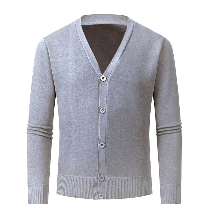 Herren Strickjacke mit V-Ausschnitt und knopflosem Design