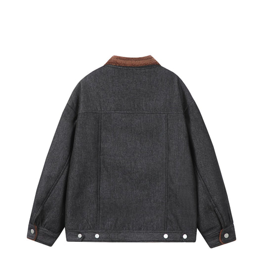 Herren Gefütterter Denim‑Blouson mit Teddykragen, Druckknopffront und Utility‑Taschen Nord Taschen