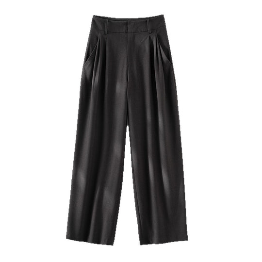 Damen Hochtaillierte Palazzo-Stoffhose mit Bundfalten, Eingrifftaschen und klarer Bügelfalte Nord Taschen