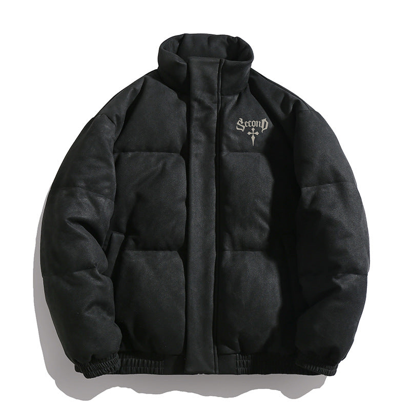 Unisex Wattierte Jacke mit Veloursoberfläche, hohem Stehkragen und verdecktem Reißverschluss Nord Taschen