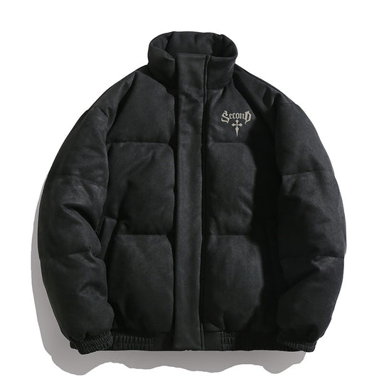 Unisex Wattierte Jacke mit Veloursoberfläche, hohem Stehkragen und verdecktem Reißverschluss Nord Taschen