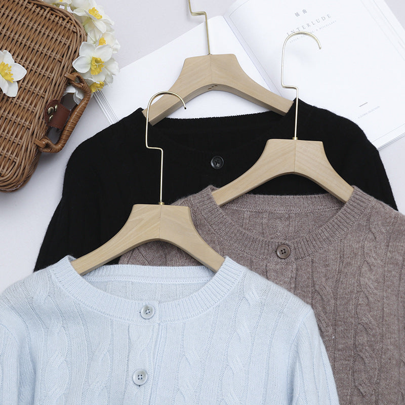 Damen Kurz geschnittener Zopfmuster-Cardigan aus leichter Baumwollmischung mit feinem Rippbündchen Nord Taschen