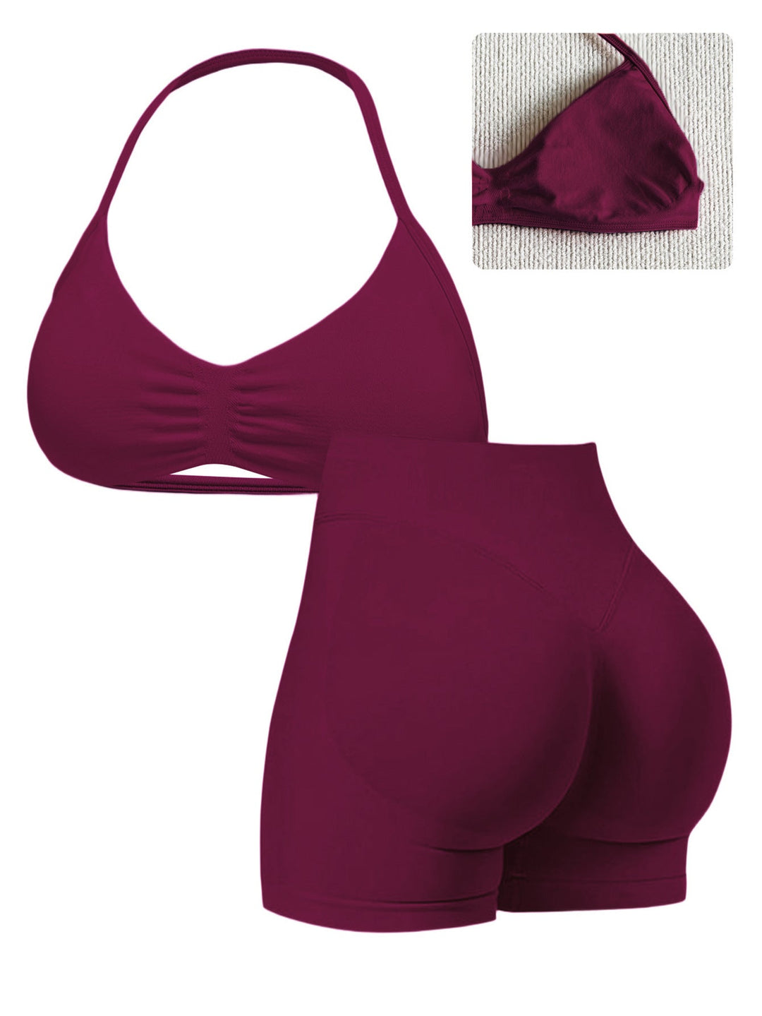 Damen Sport-Bikini-Oberteil mit hoch geschnittenen Shorts und nahtlosem Design